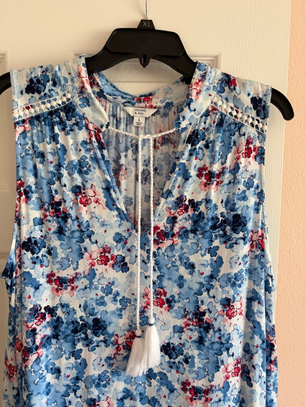 crown & ivy Blue and Red Floral Sleeveless Dress - Picture 3 of 5
